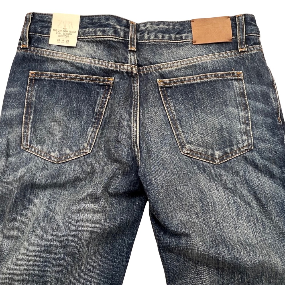 Zara ZW Low Waist Full Length Bootcut Denim Jeans Women 6 Button Fly 100% Cotton